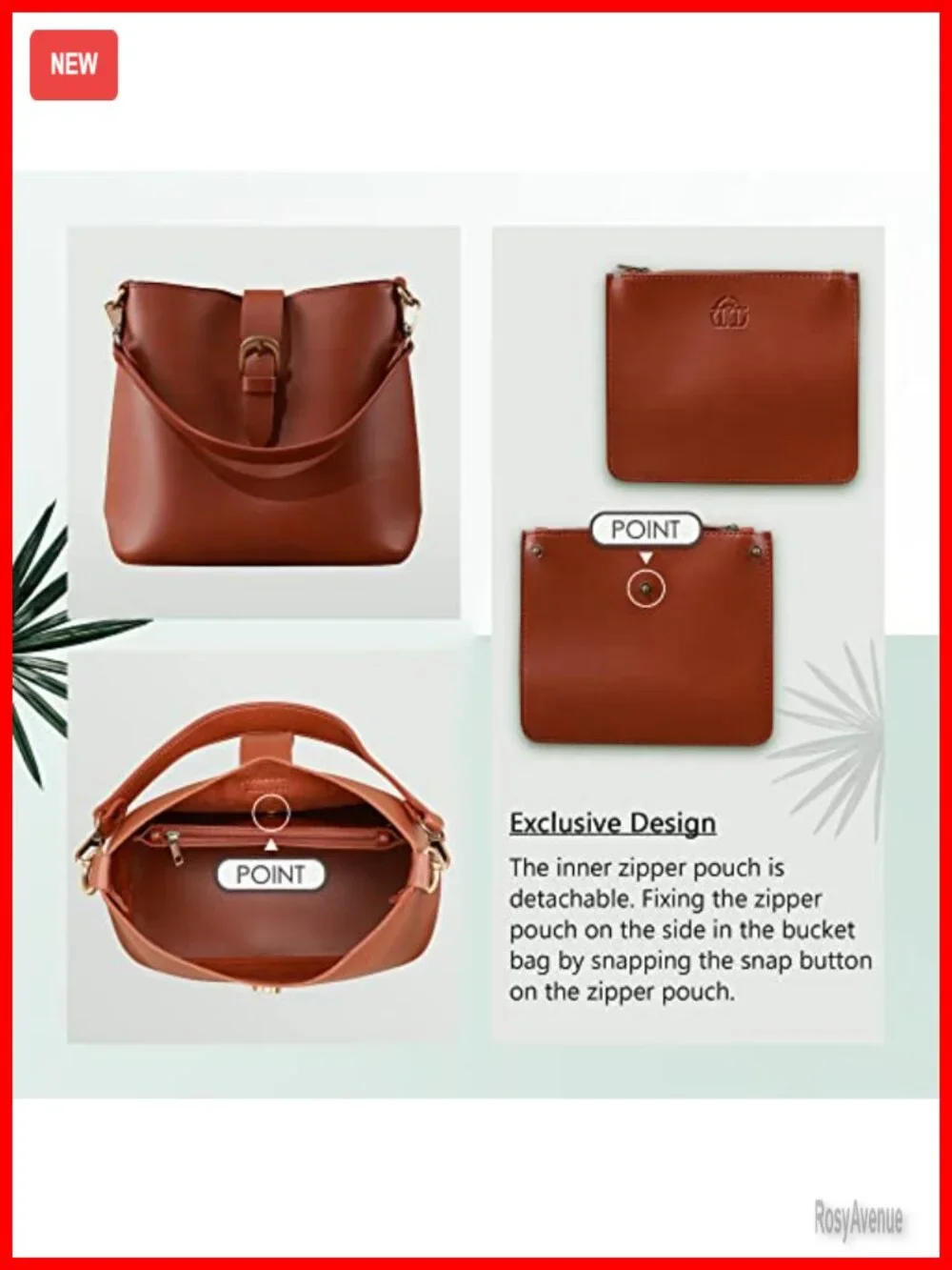Vegan Leather Bucket Bag Women Hobo Retro Faux Casual Purse Vintage Simple
